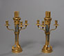 Rare Pair of Gilt Bronze and Turquin Blue Marble Three-Light Candelabra in the form of Quivers. Attributed to Pierre Gouthière. Paris, late Louis XVI period, circa 1790